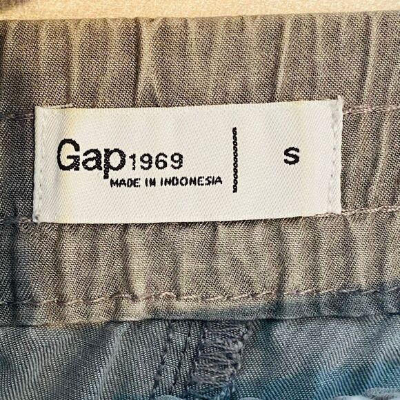 Gap 1969 Elastic Waist Drawstring Chambray Pull-on Shorts Gray Small - Picture 3 of 4